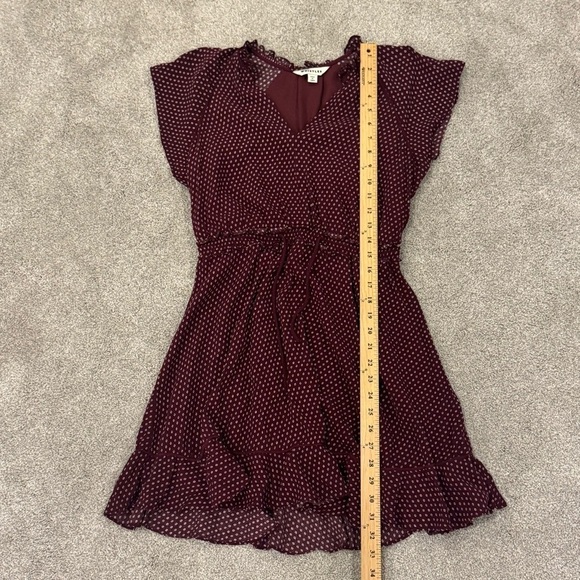 Whistles Burgundy Jazmin Spot Mini Dress Size 8 Like New - Picture 9 of 11